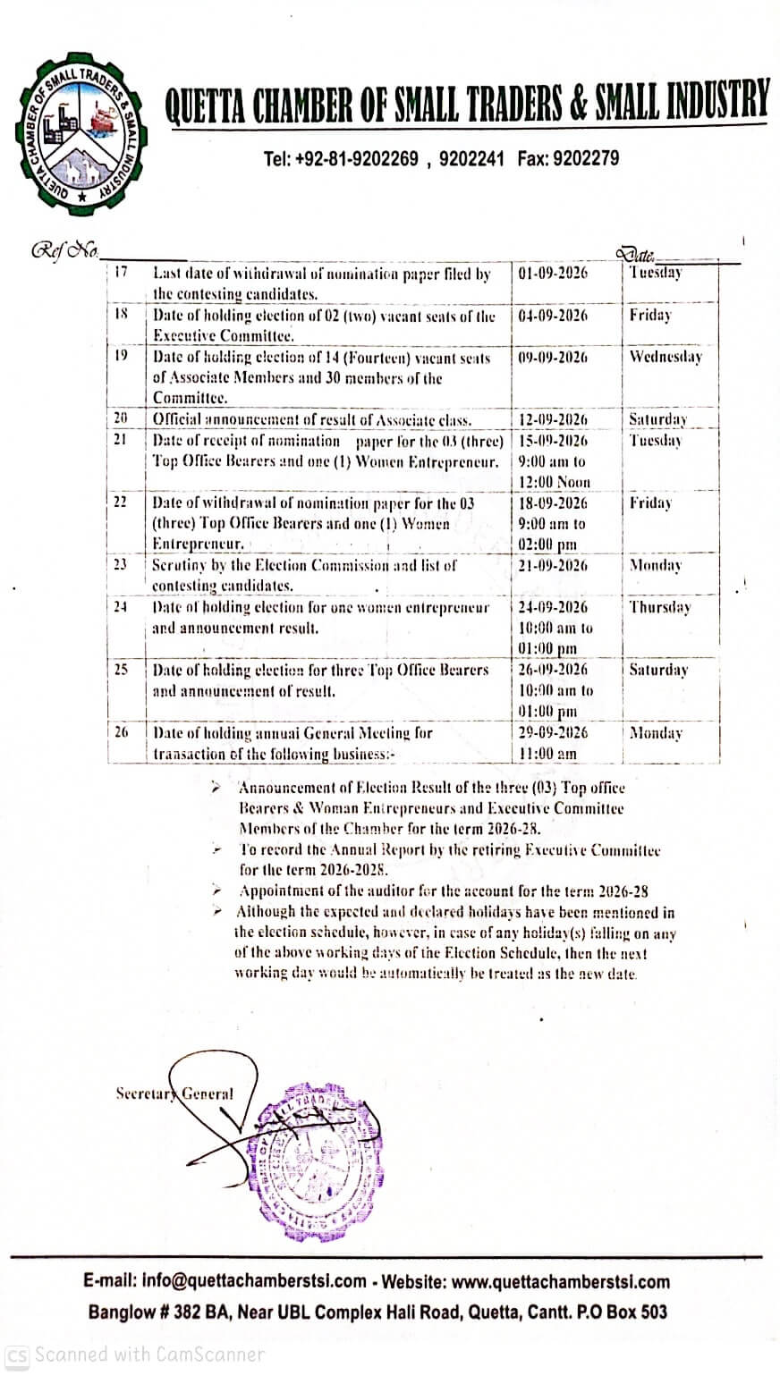 Election Schedule