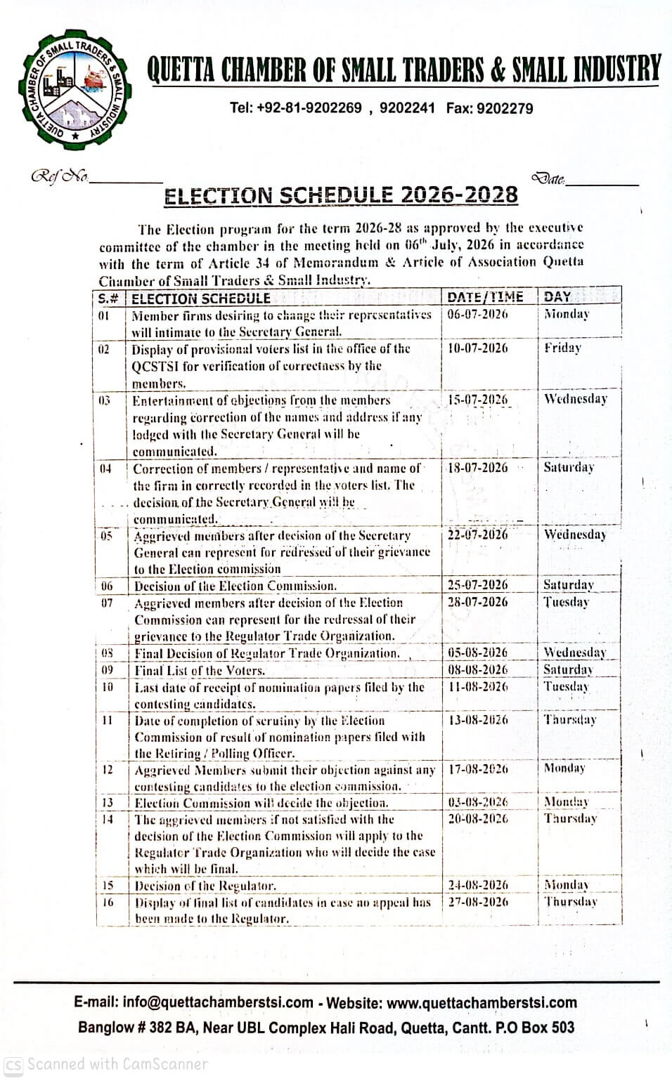 Election Schedule